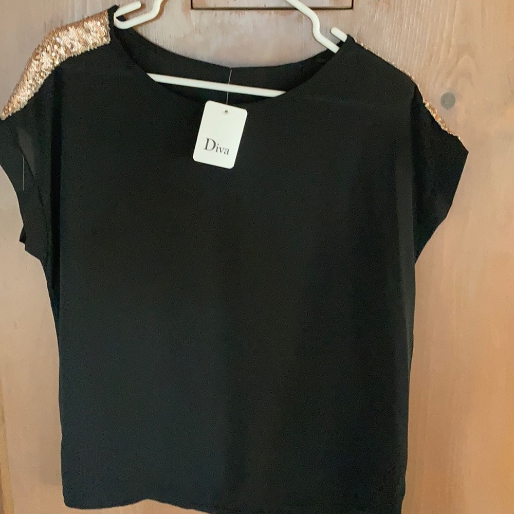 Black Glitter Blouse